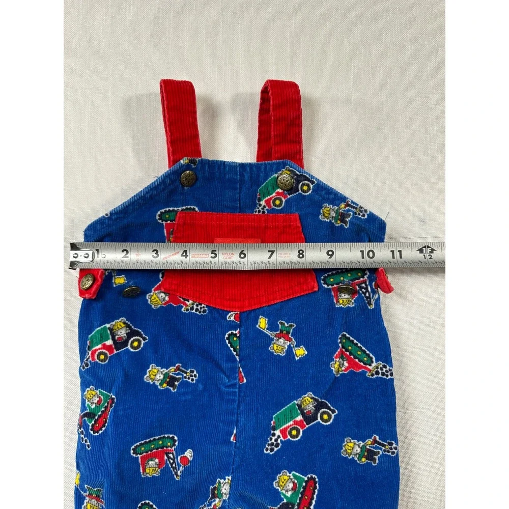 Vintage OshKosh Bgosh Blue Corduroy Construction Truck Footed‎ Overalls 6/9M USA